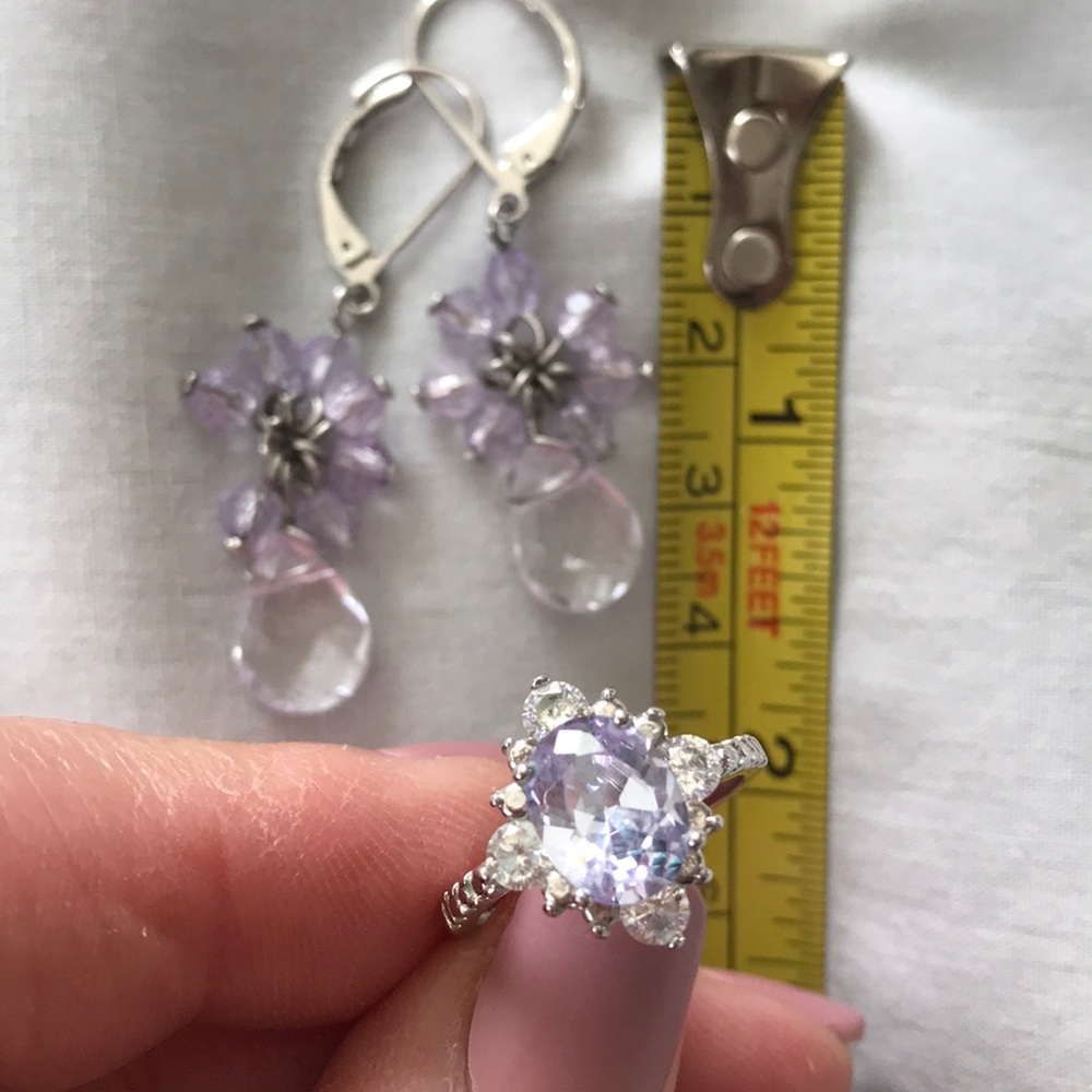 Crystals and faux amethyst ring-size 6